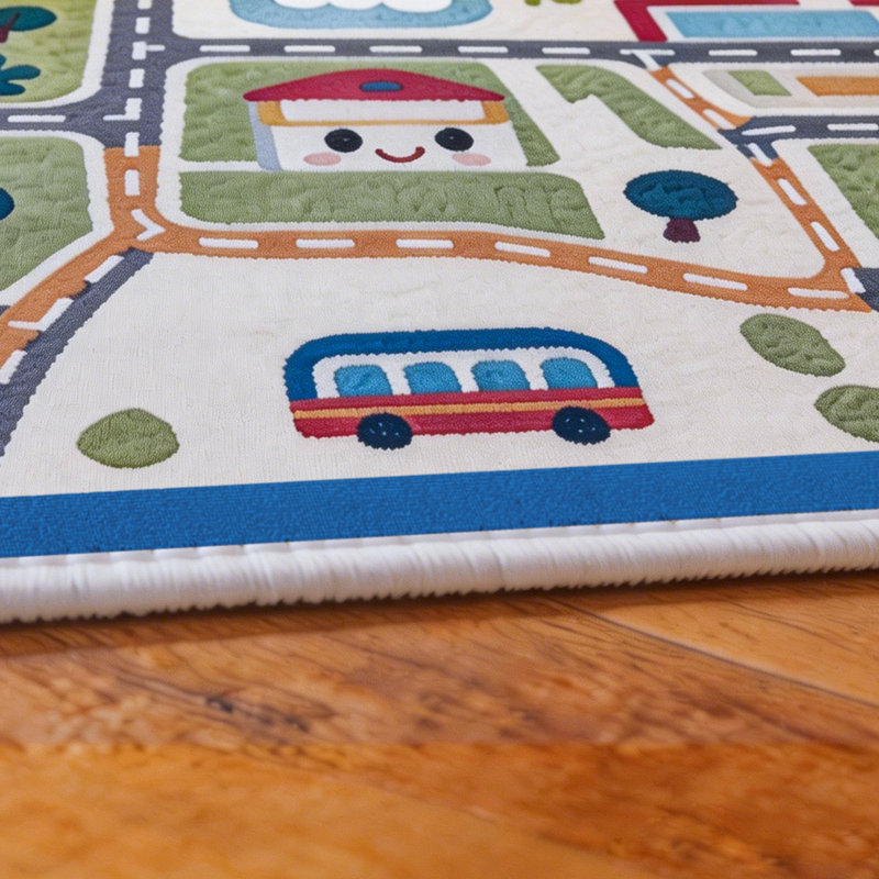 Velvet Multi-Color Area Rug Non-Slip & Soft, Kids Play Rug Non-Slip&Soft for Kids Room Playroom