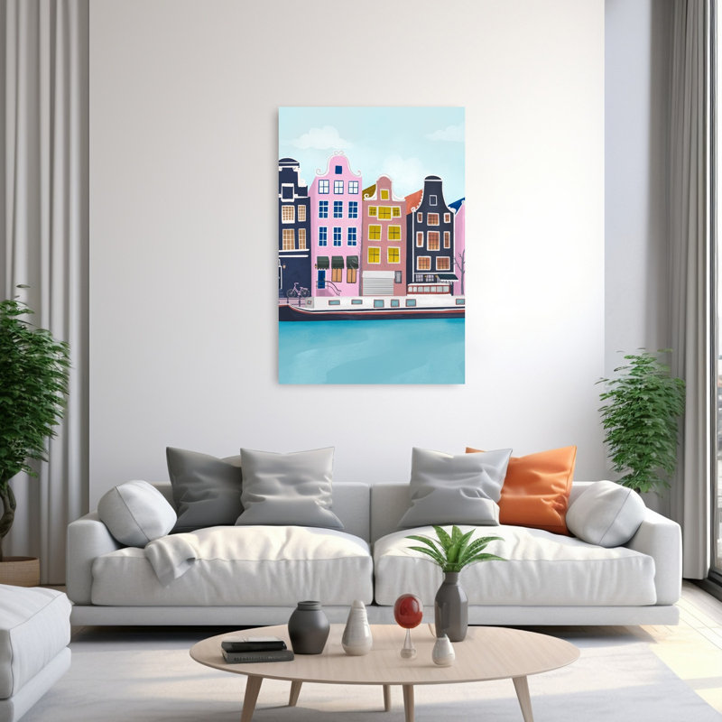 Amsterdam Abstract Architecture City Wall Art Print 1 Piece Wrapped Canvas Wall Art, 152.4cm H x 101.6cm W