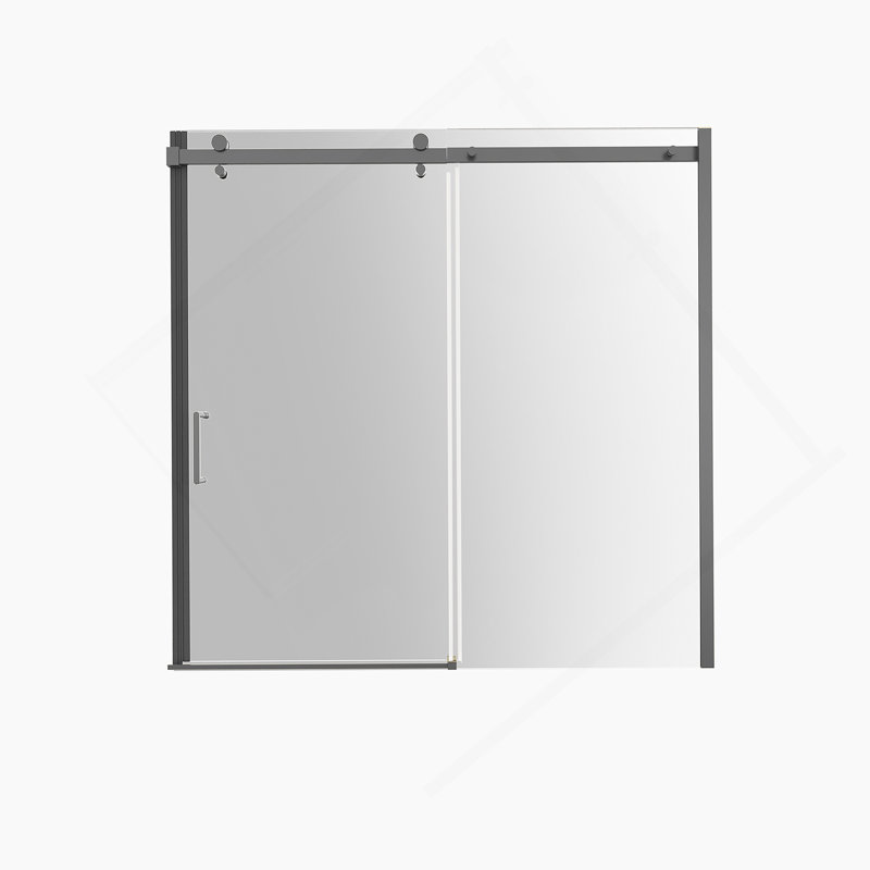 56-60 In. W X 58 In. H Mod Semi-Frameless Sliding Bathtub Door In Matte Black With 5/16 In. (8Mm) Clear Glass, Matte Black