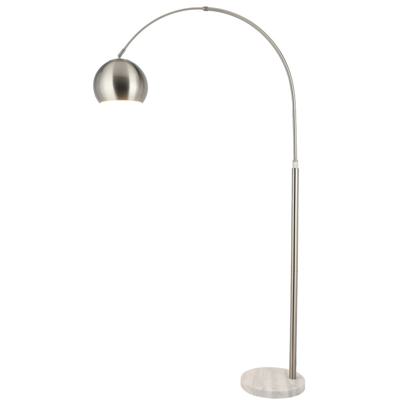 Robiul 70" Arc Floor Lamp with LED Light Bulb Included, Brushed Base / Silver Shade