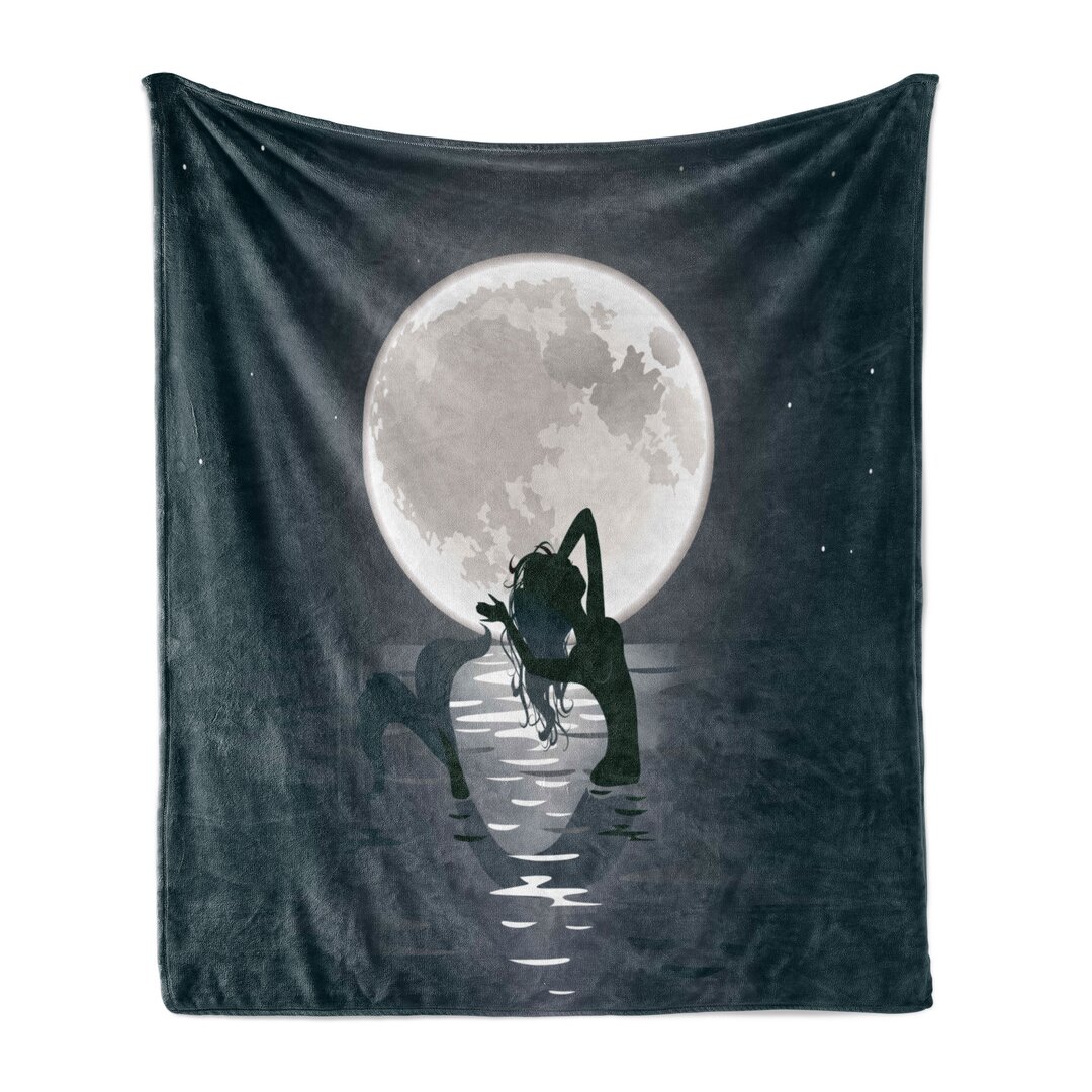 Weich Flanell Fleece Decke, Mermaids bei Nacht, Unterwasser-, Schwarz Grau