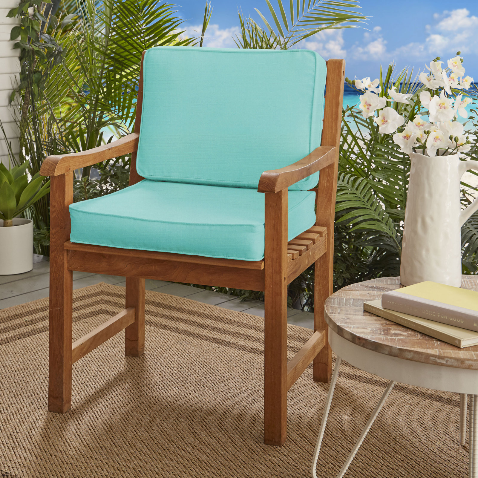 24" Sunbrella® Seat and Back Cushion, Canvas Aruba Sunbrella® Canvas, 22" W x 22" D, 4"