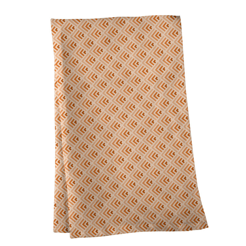 Torchon à motif géométrique inversé, Orangé, Polyester sergé