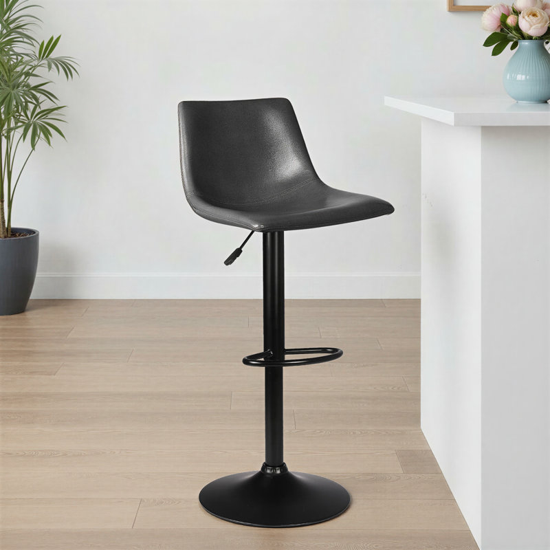Halima Swivel Upholstered Adjustable Height Counter Stool with Metal Frame (Set of 2) - Gray