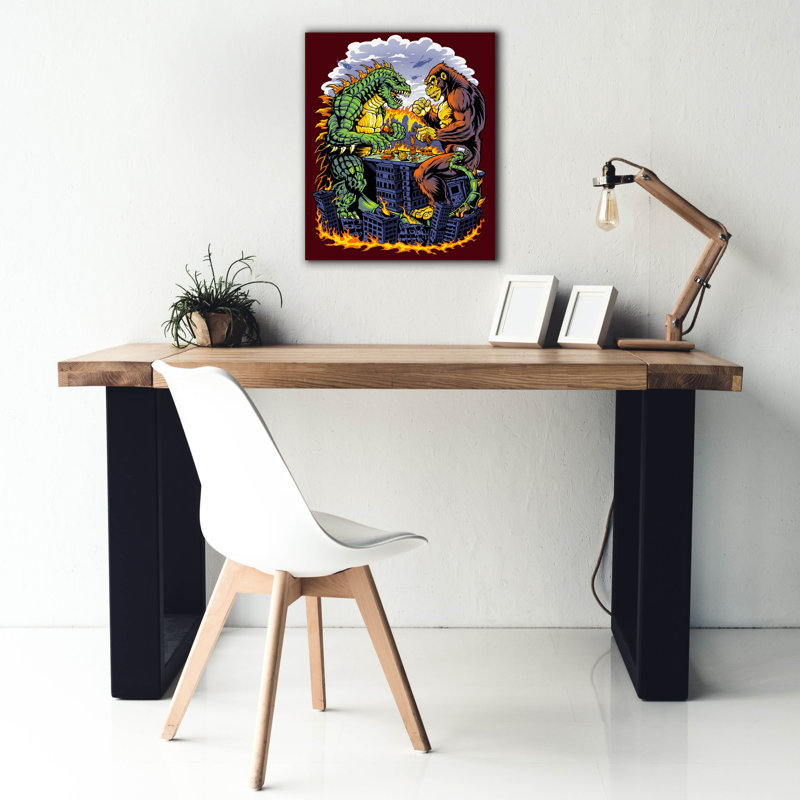  «Kaiju Monsters Play Board Game On Destroyed City» par FlyLand Designs, art mural sur toile, 20 po x 24 po, 20"x24"