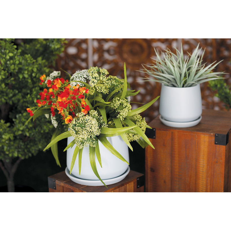 Ensemble de pot de fleurs en céramique 3 pièces modern Palazzolo, Gris clair