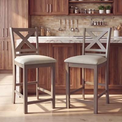 Upholstered 26" Counter  Bar Stool Solid Wood Counter Stool