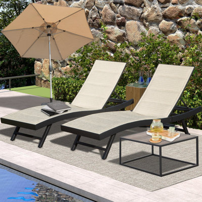 2-Piece Aluminum Wicker Outdoor Chaise Lounge by Latitude Run