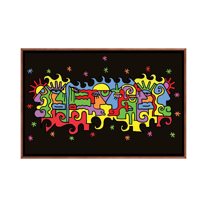 Floating by Billy The Artist - Print on Canvas, 66.04 cm H x 45.72 cm W, Classic Brown Wood Framed