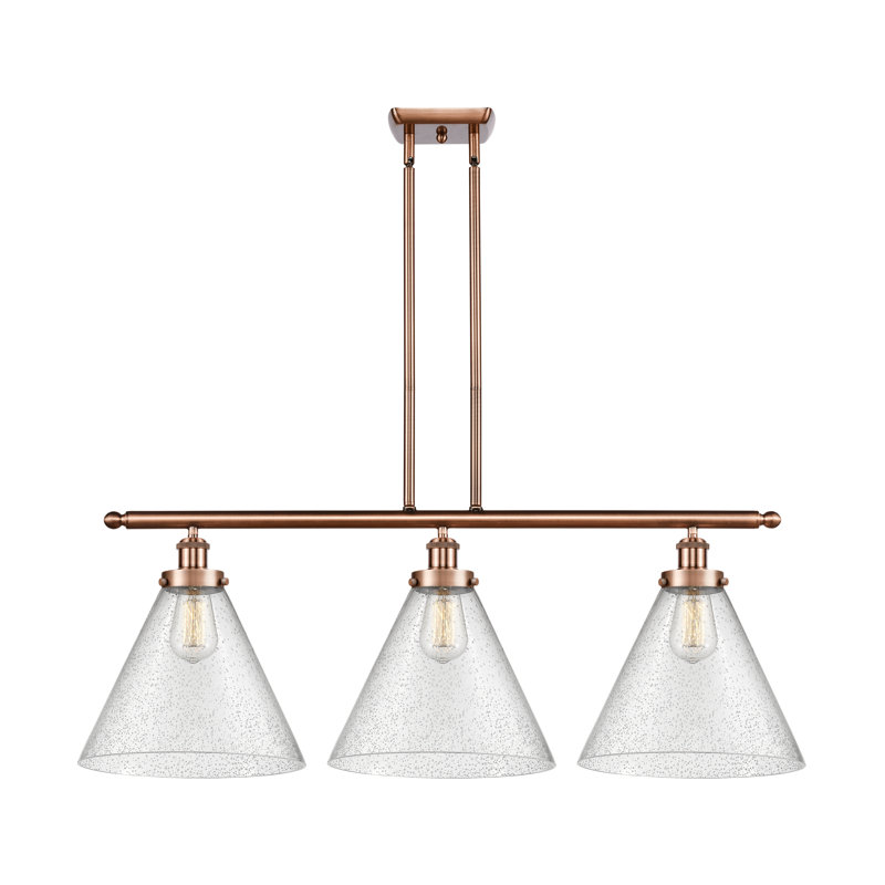 Luminaire suspendu à 3 lumières pour îlot de cuisine Moser, Ampoule non incluse, Cuivre antique, Grainé