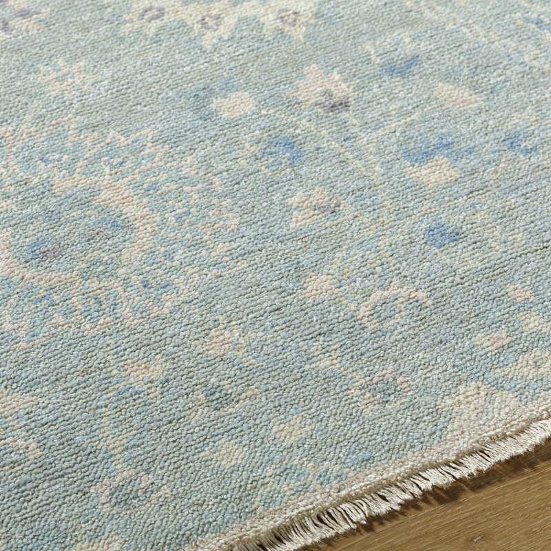Cappadocia Hand Knotted Wool Abstract Area Rug in Blue, Rectangle 9' x 13'