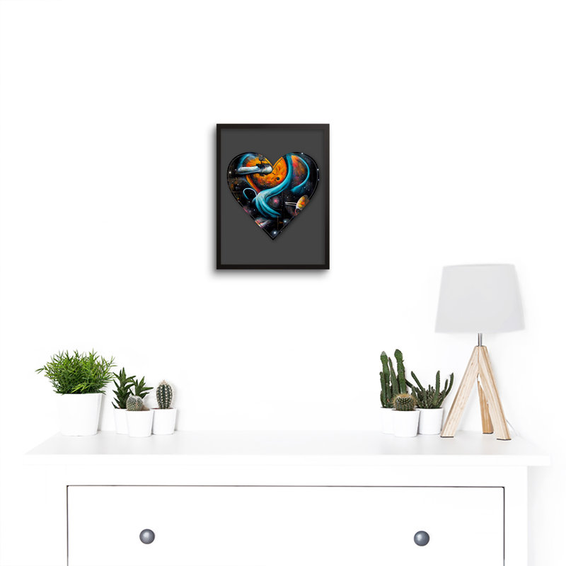Symbol Heart Love Space Trippy Cosmos Decorative Graffiti - Single Picture Frame Print