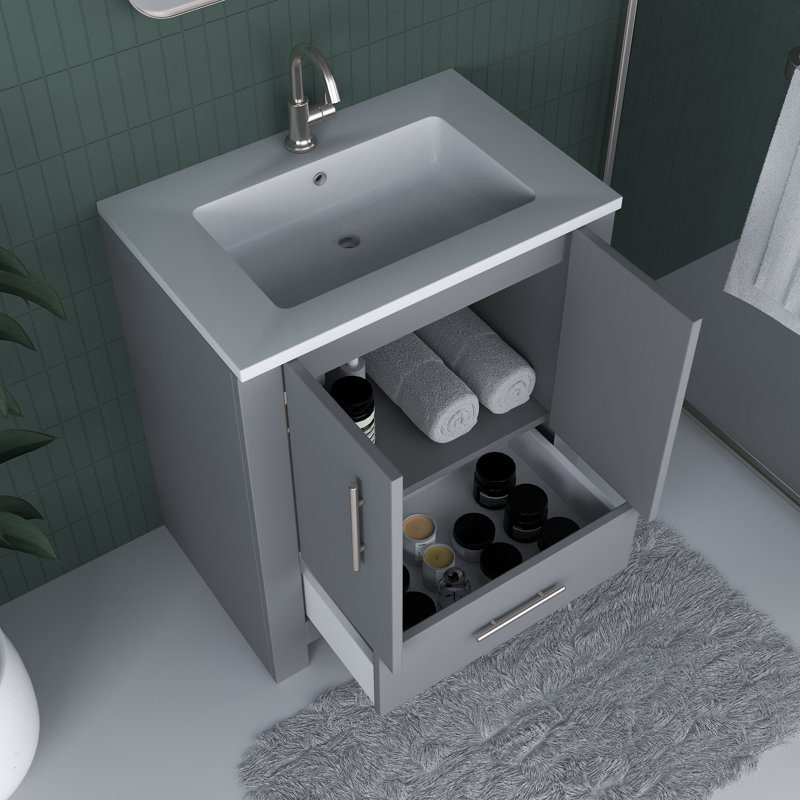 Ensemble de meuble-lavabo simple 30 po Boston, Gris