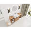 Meuble-lavabo de salle de bain de 122 cm (48 po) avec lavabo en céramique décorative, 2 étagères de rangement, porte à fermeture amortie, contreplaqué – style contemporain, imitation chêne, dimensions des étagères : 114 cm (45 po), poignées dissimulées