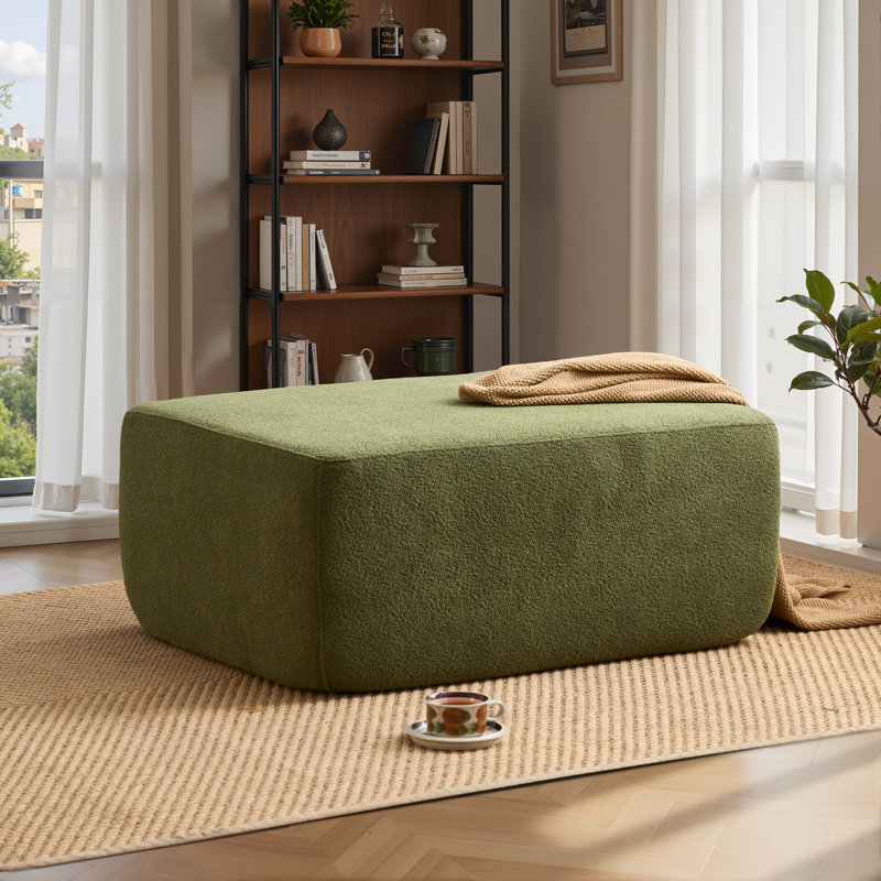 Repose-pieds en velours côtelé 37 po Nathasa, Green Polyester Blend