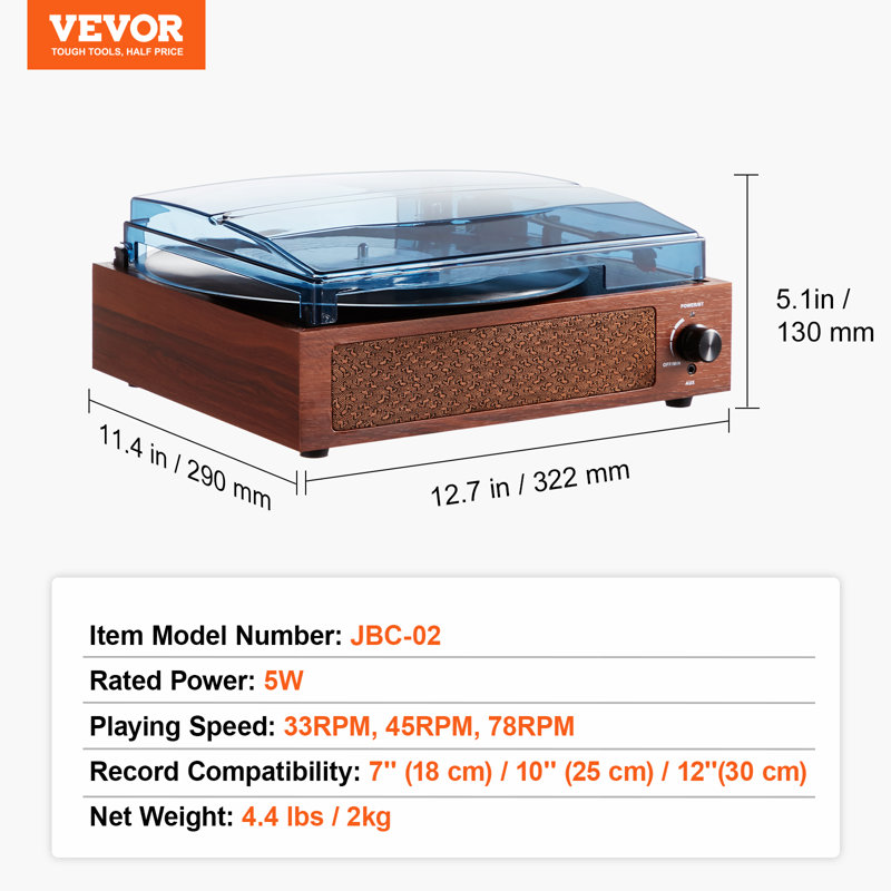 Portable Decorative Record Player with Bluetooth