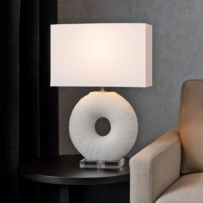 Modern Table Lamp With Rectangular Oval Shade - Bedside Lamp For Bedroom And Living Room, Office Desk, And  Accent Table Lighting - 31", White