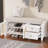 Shoe Storage Bench, Vintage Shoe Bench With Storage And Cushion, Shoe Bench With 2 Drawers And 2 Rattan Door-1062128073