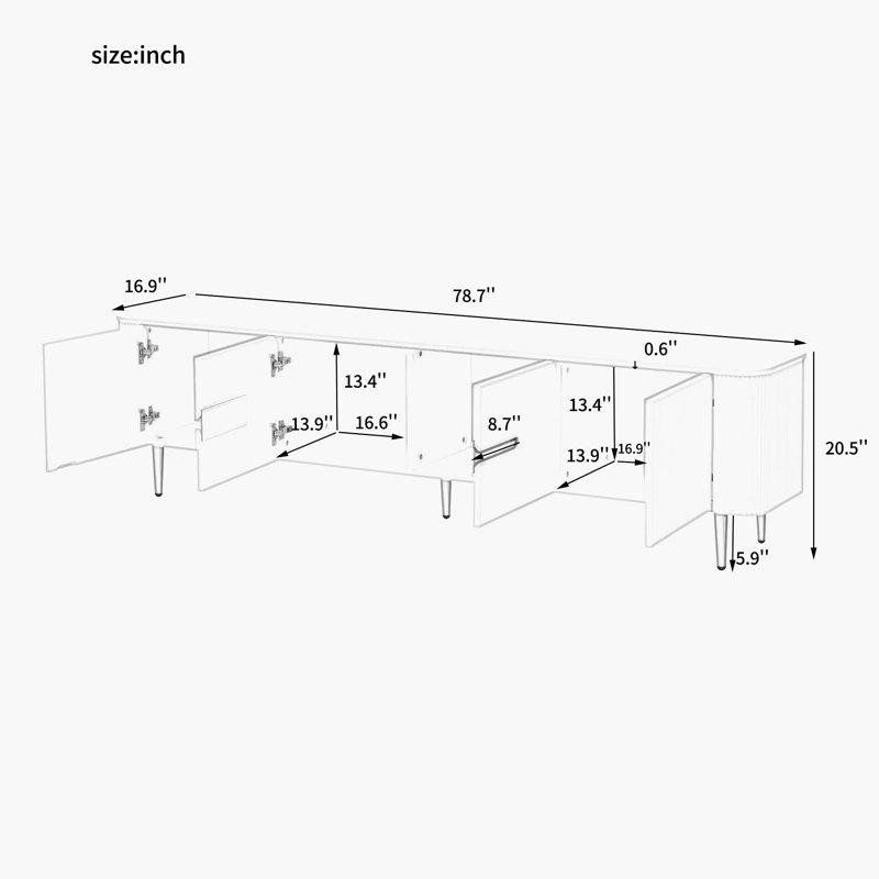 Minimalist TV Stand For Tvs Up To 85 Inches, Modern Entertainment Center Media Console With 4 Spacious Cabinets Used For Living Room