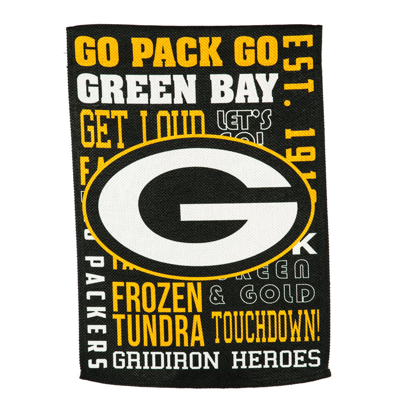 Drapeau maison en polyester 2 côtés nfl, H 44 po x l 28 po, Green Bay Packers