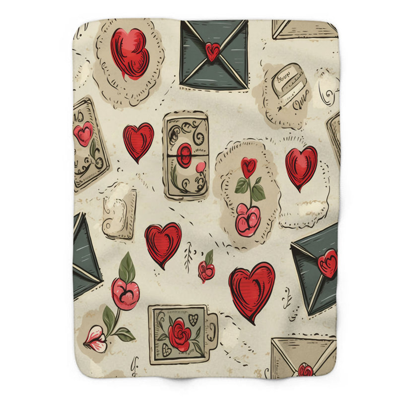 Lettre antique - couverture sherpa de qualité supérieure 1 pièce, L 50 po x L 60 po