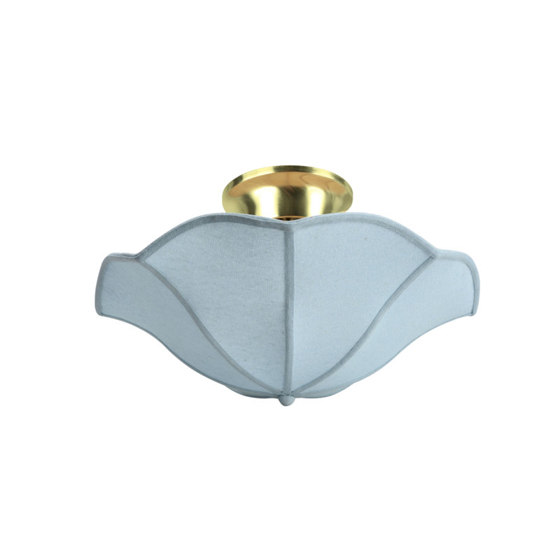 August Grove 5'' H Faux Linen Fabric Bowl Lamp Shade, Light Blue