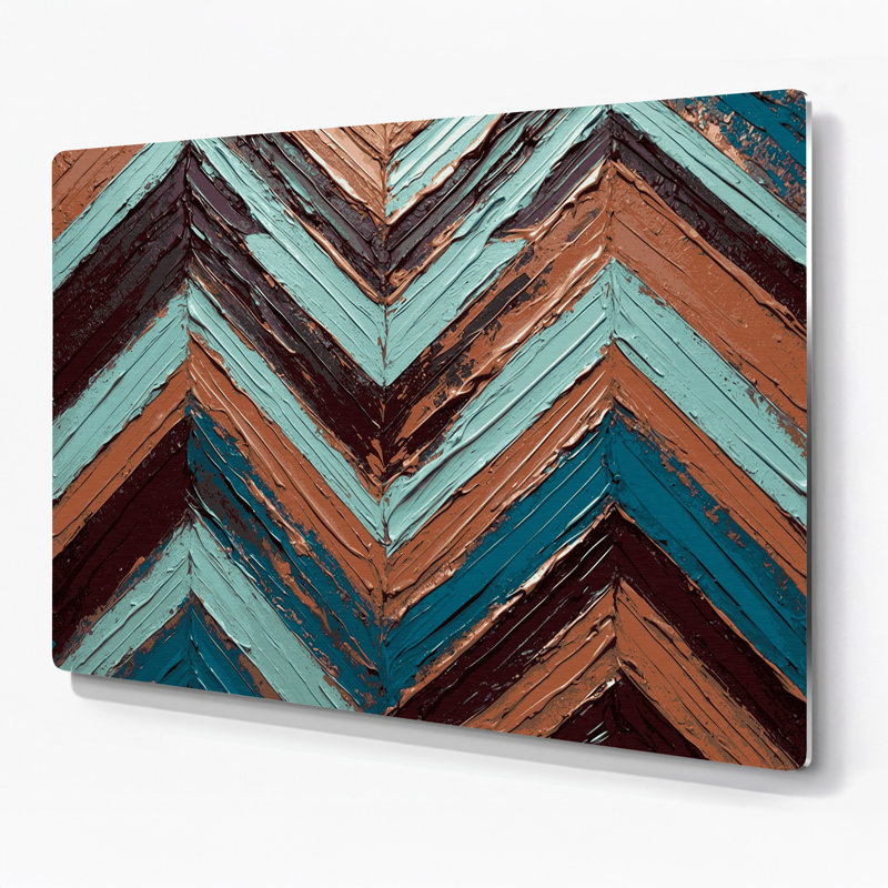 Art mural en métal noir à motif sud-ouest Navajo à chevrons 222, H 11 po x l 14 po