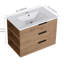 Meuble-lavabo 30 po - imitation chêne, 3 compartiments à tiroirs, lavabo en résine, poignée, tablette latérale réglable pour optimiser l’espace, armoire murale 30 po, étincelle en chêne, tiroirs, fermeture en douceur,
