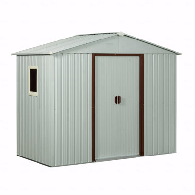 8Ft X 4Ft Outdoor Metal Storage Shed With Window And Metal Foundation