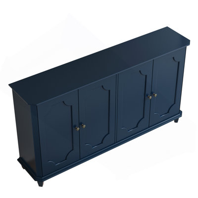 Buffet Farmhouse Buffet, crédence de rangement rétro à 4 portes avec portes à panneaux surélevées courbées décoratives, armoire de rangement large fermée pour vestibule, salon, cuisine