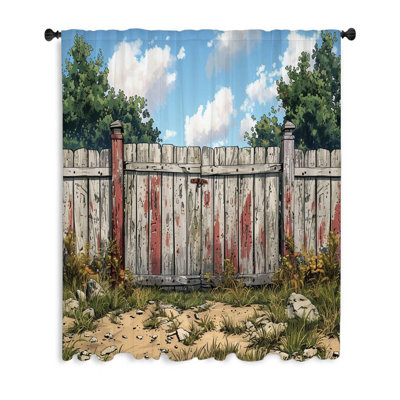 Wooden Fence Window Curtains, Outdoor Blockout & Sheer Curtains - 1 Panel (Blackout filters out a lot of light) -  VisionBedding, VB-BO1-117-94234-11935