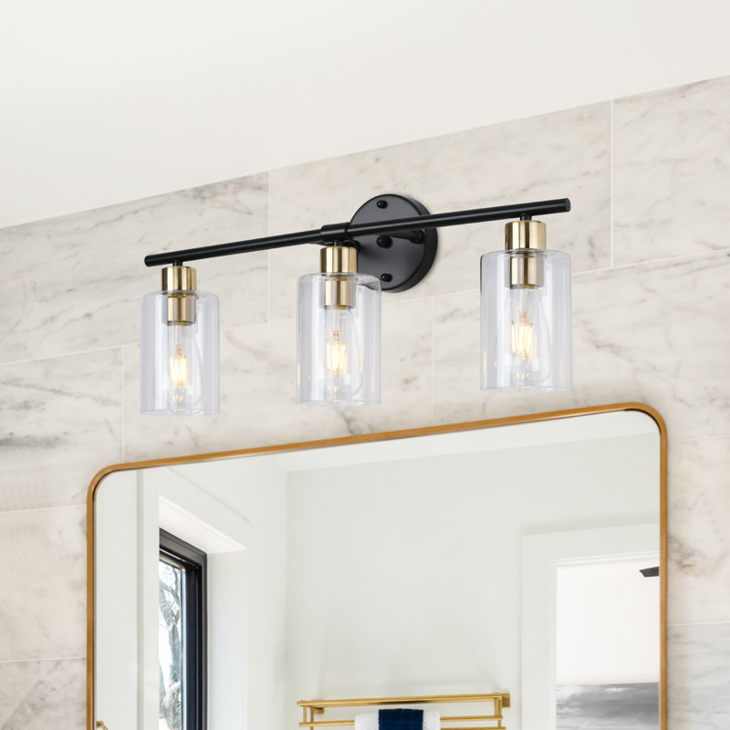 Éclairage pour meuble-lavabo Aarif Bonniview, Noir mat / Or, 3 lumières