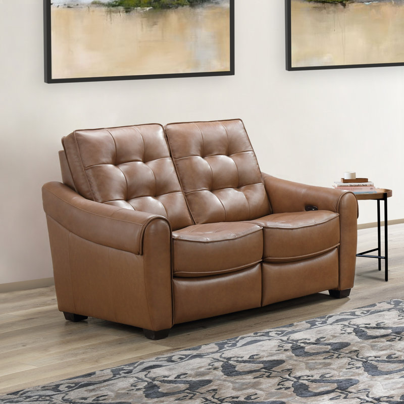 Causeuse inclinable en cuir véritable 62 po Bennith