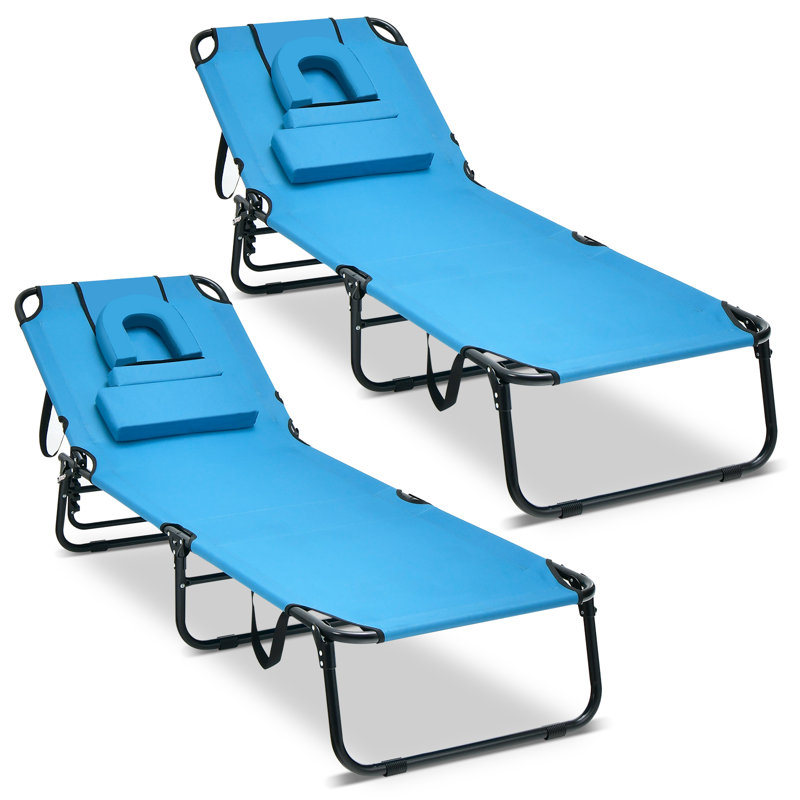 Lorali Outdoor Metal Chaise Lounge, Blue