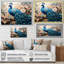 «Flower Peacock S Vibrant Show II», art mural sur toile paon-97080992-97080996