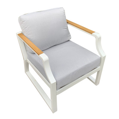 Chaise de patio d'extérieur 2 pièces en aluminium avec coussins gris 2 pièces