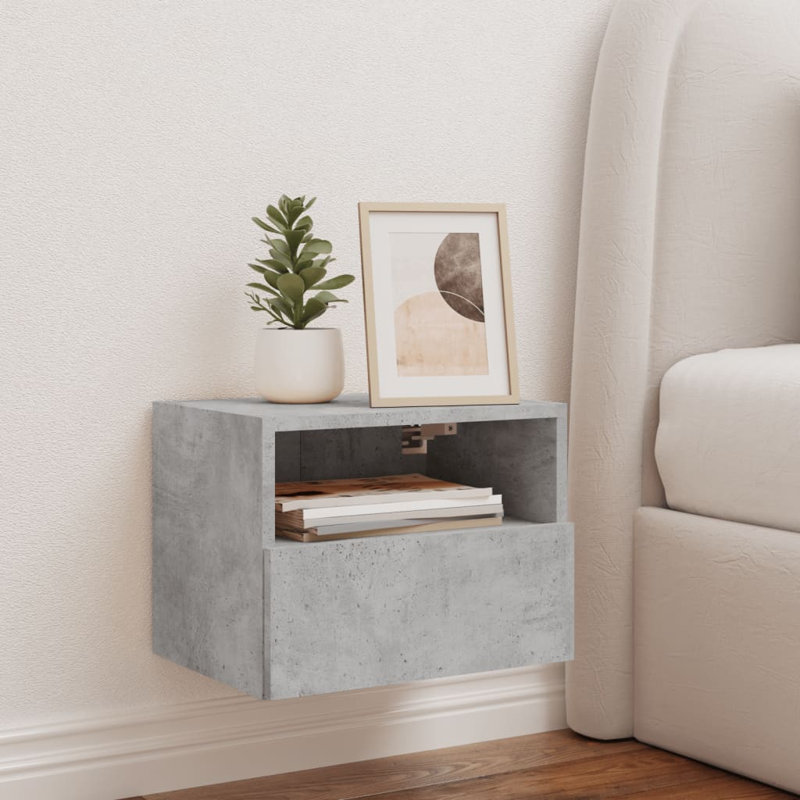 Baheejah Engineered Wood Glass  TV Stand, 15.7"H x 15.7"L x 11.2"W, Concrete Grey