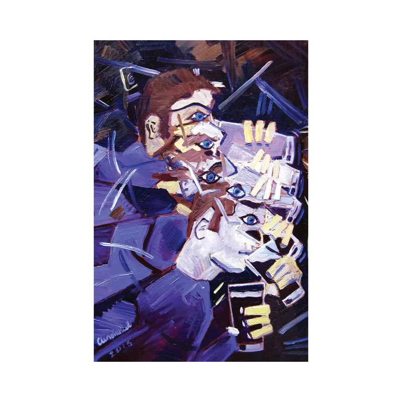 Man Consuming Pint 1 Piece Wall Art on Canvas, 30.48cm H x 20.32cm W