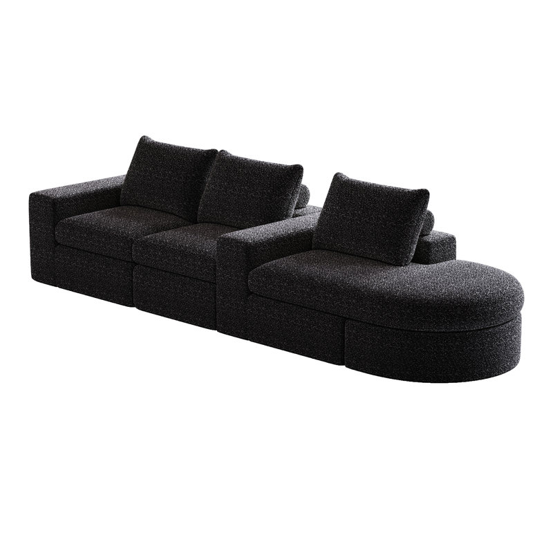 2 - Piece Chenille Sectional, Black