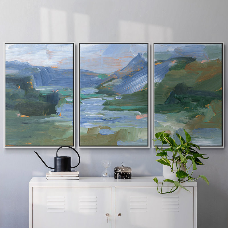 Painter's Composition Study VI, reproduction d'art encadrée sur toile 3 pièces, H 40 po x l 78 po x P 2 po, Blanc