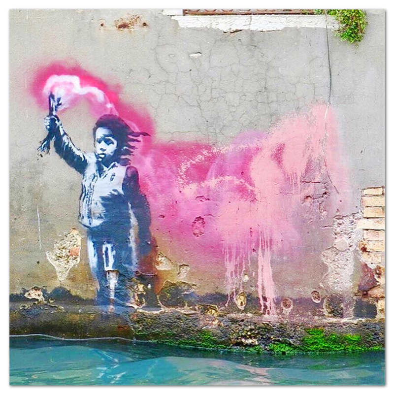 Shipwrecked Child by Banksy - No Frame Painting on Plastic / Acrylic, 65cm H x 65cm W