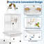 Cage à perroquet 67 po avec support roulant, cage en fer forgé Conure, cage à oiseaux en métal blanc pour petits oiseaux moyens-563567309