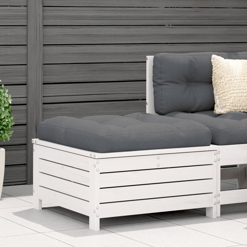 Beghtol Outdoor Ottoman, Anthracite, White