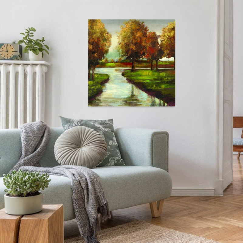 Crépuscule ou aube serein, tranquille, paysage abstrait, art naturel, H 32 po x l 32 po
