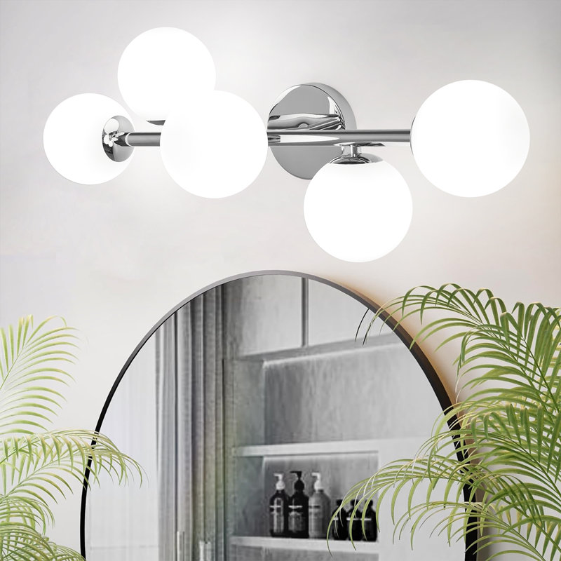 Éclairage pour meuble-lavabo à intensité variable à 5 lumières Johnnell, Chrome