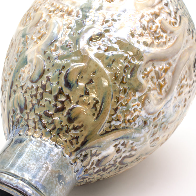 Seaborne Reactive Glaze Decorative Vase, 12.25" H x 7.75" W x 7.75" D