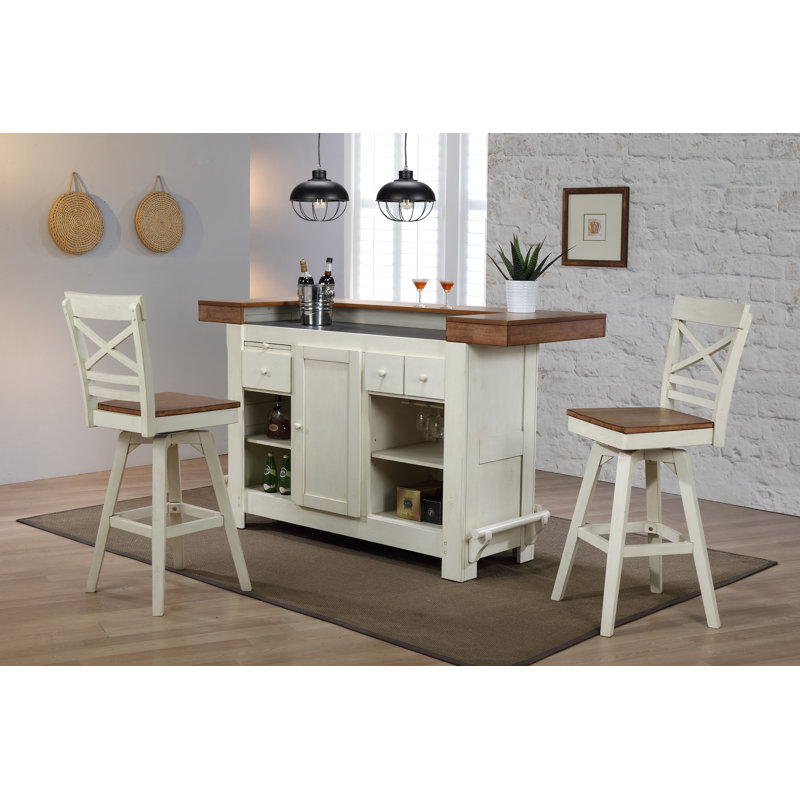 Tabouret de comptoir pivotant 23,75 po Calderon, Blanc antique, Tabouret de comptoir (siège d'une hauteur de 23,7