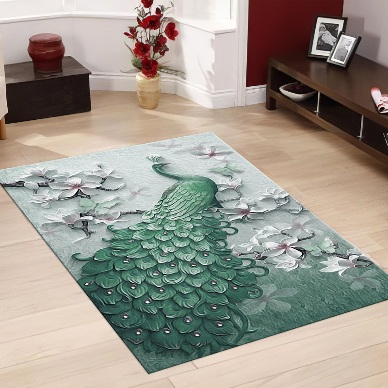Stylish Non Woven Thin Type Printed Rug Featuring an Intricate Geometric Design for a Modern Touch in your Home Decor