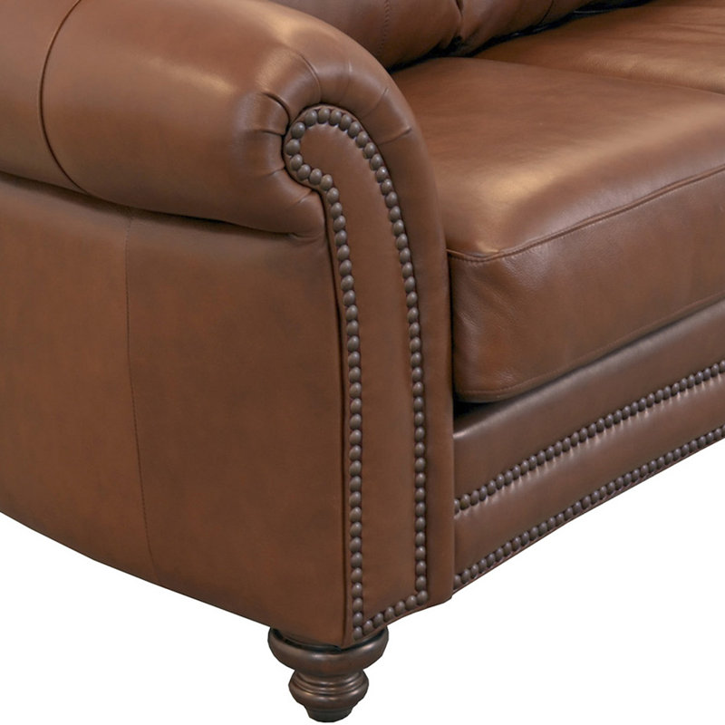 Causeuse Stephie, Cuir véritable noyer Berkshire
