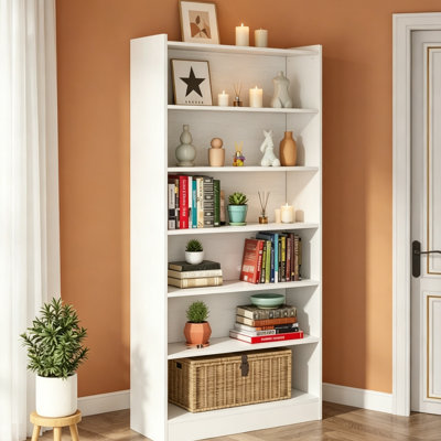 78-Inch Tall Bookcase, Modern 7-Tier White Library Bookshelf With Storage Shelves, Large Open Bookcases Display Shelving Unit For Bedroom Living Room